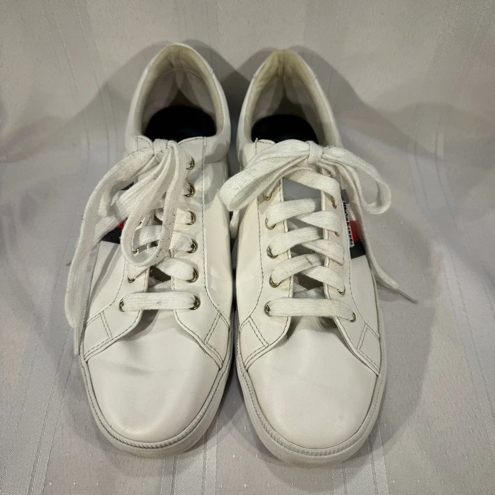 Tommy Hilfiger White Leather Low Top Sneakers‎ Mens 10 (Womens 11.5)